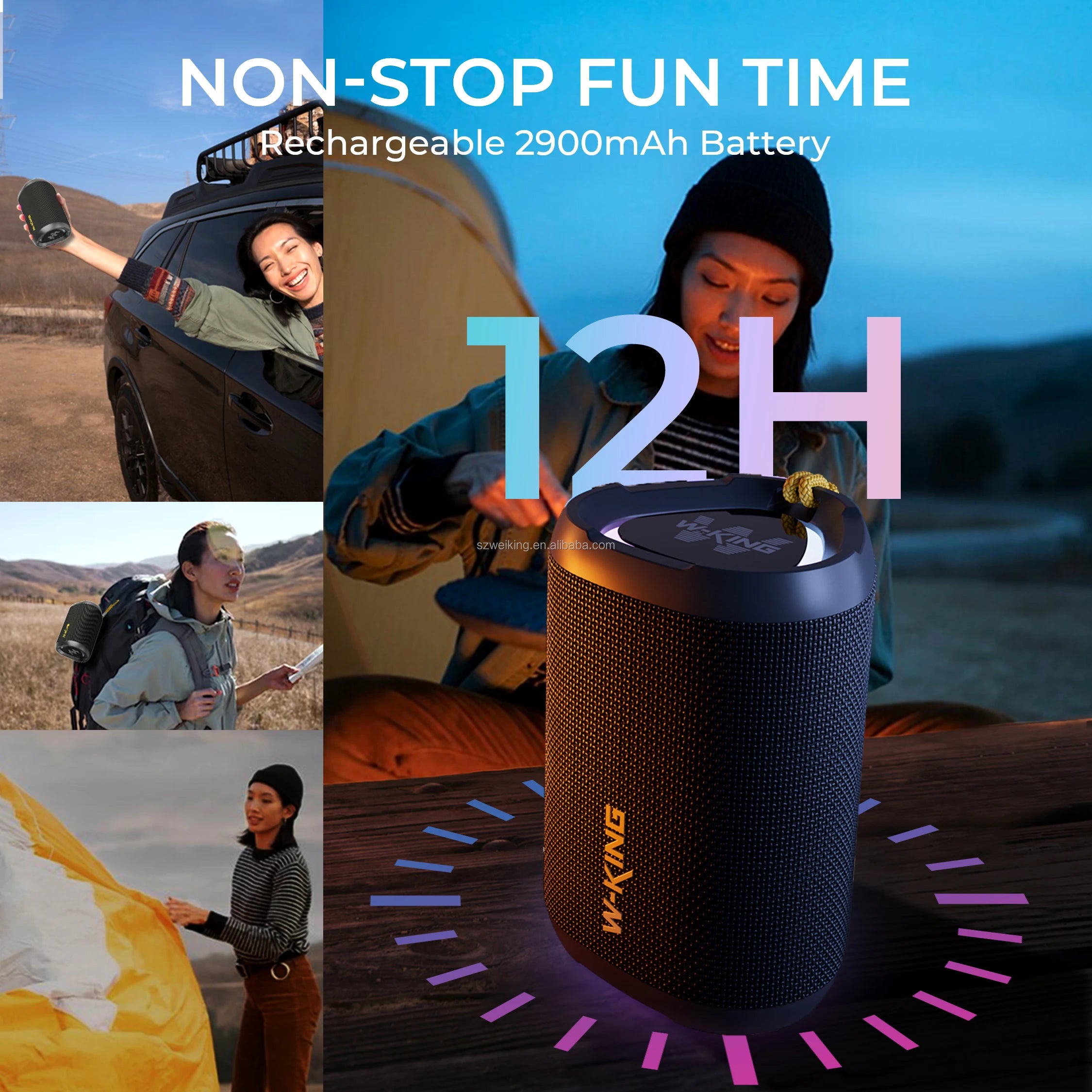 IPX6 Waterproof Outdoor Portable Bluetooth Speaker W-King D110 Audio Speaker with RGB TF AUX Wireless Camping Traveling Speaker My Store