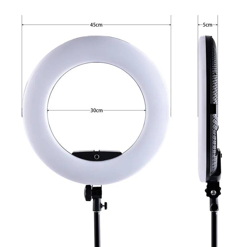 18-Inch LED Ring Light Kit - Adjustable Studio Content Creation Lighting Tidesmit