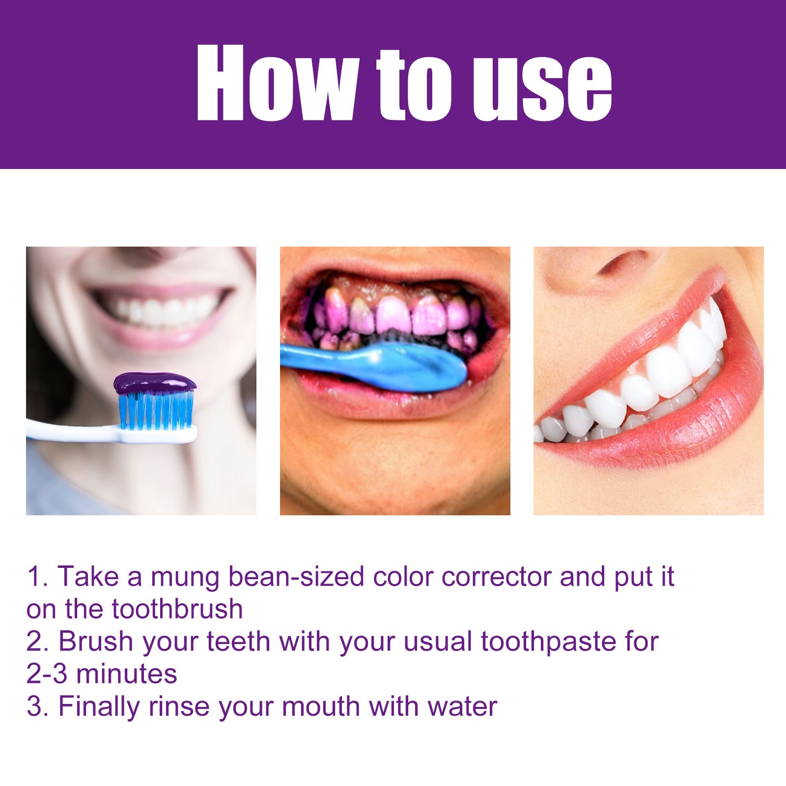 Tidesmit purple teeth whitening toothpaste for stain removal and color correcting yellowing enamel
