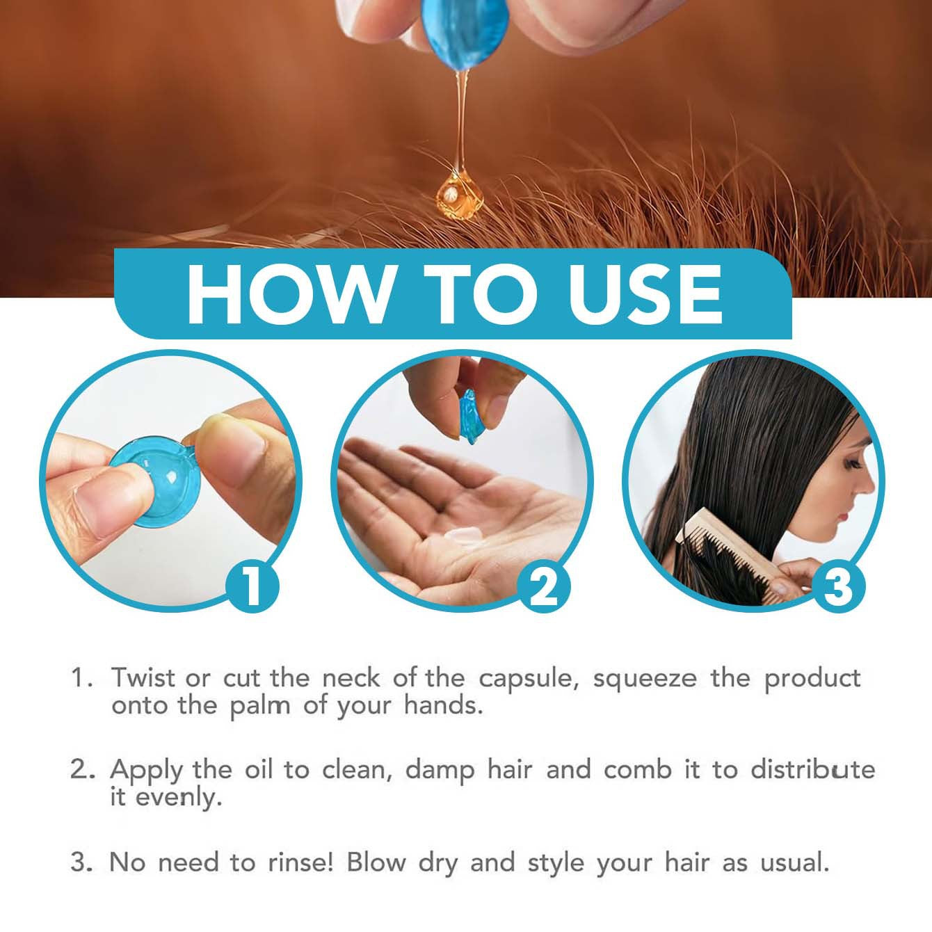 Tidesmit keratin hair vitamin capsules for smooth, shiny, deep-moisturized, and frizz-free hair repair treatment.