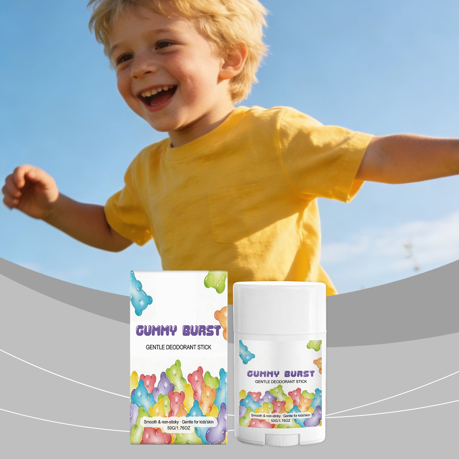 Tidesmit kids antiperspirant stick for sweat and odor control, providing refreshing lasting fragrance for armpits.