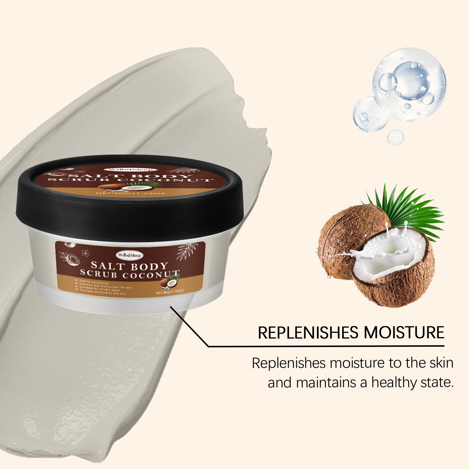 Coconut Body Scrub 50g | Natural Exfoliating Brightening Treatment Scrubs Treatments Tidesmit