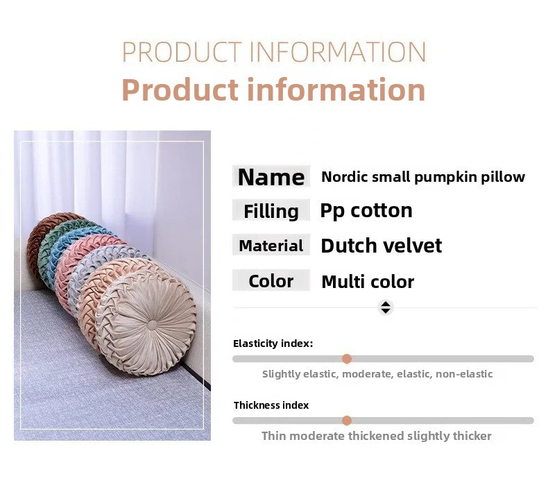 Light Luxury Solid Color Dutch Plush Pumpkin Sofa Pillow Handsewn Wheel Shape Chair Waist Pillow Cushion