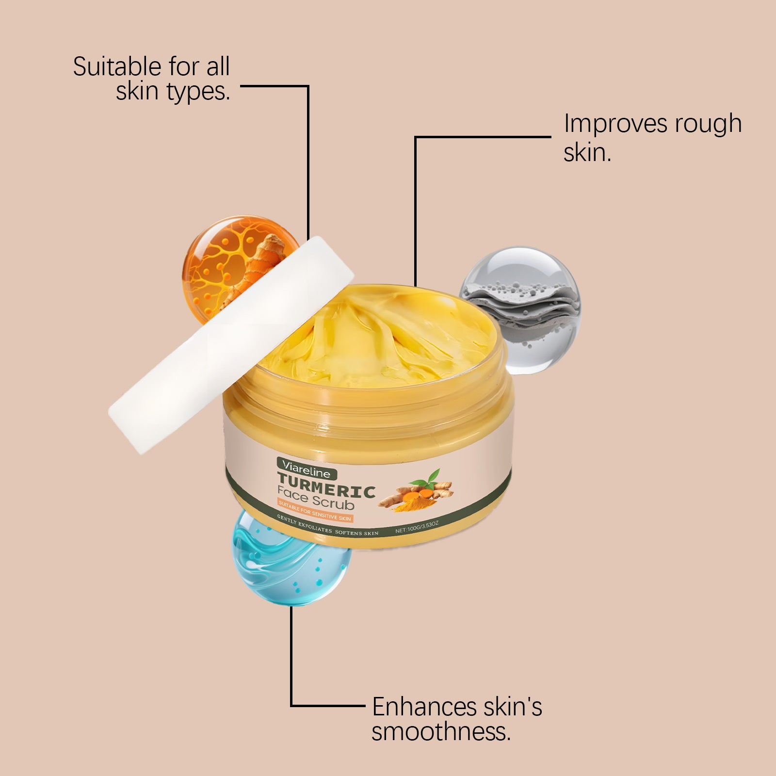 Turmeric Facial Scrub for Radiant Skin - Natural Exfoliating Treatment Scrubs Treatments Tidesmit