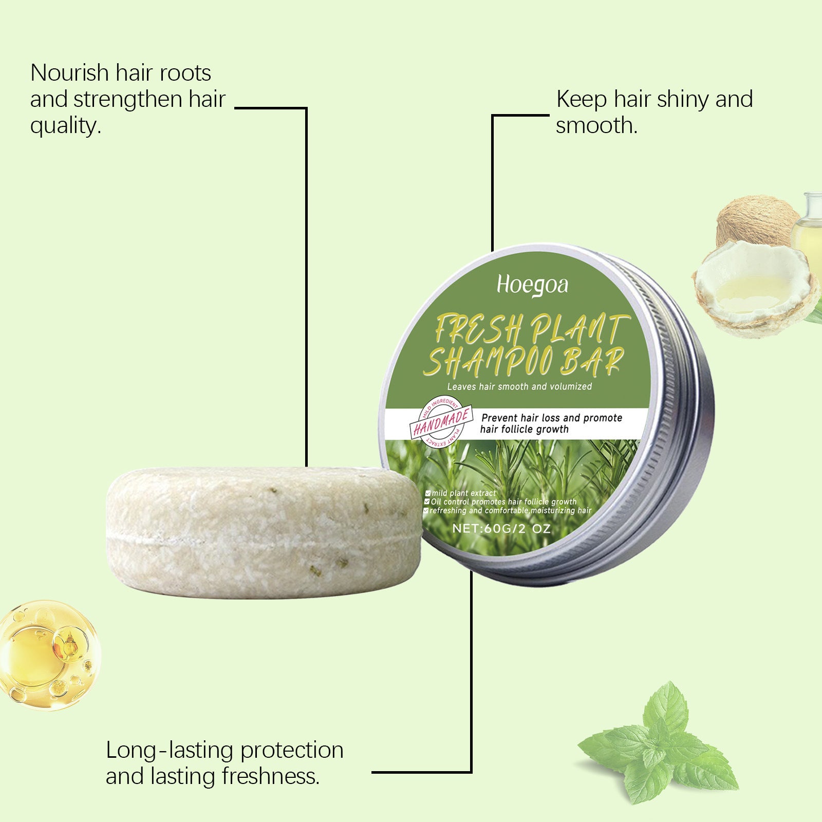Rosemary Shampoo Bar Anti Hair Loss Oil Control Promote Hair Growth Refreshing Smoothing Volumizing Handmade Natural Hair Soap