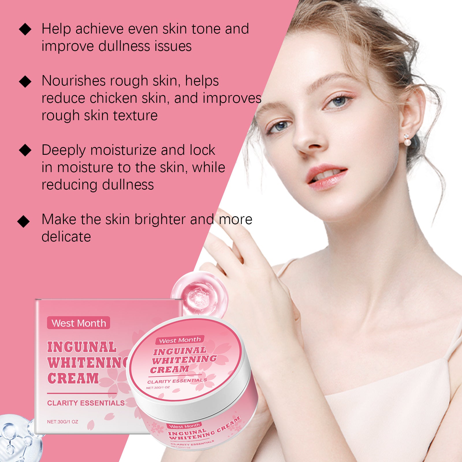 Body Whitening Niacinamide Brighten Cream For Intimate Parts Underarm Bleach Knees Lighten Thigh Inner Korean Skin Care Products
