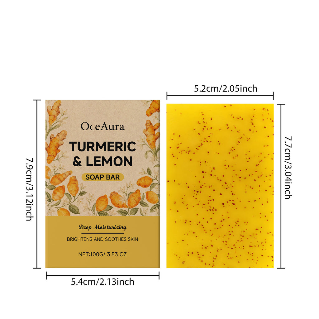 Turmeric Lemon Brightening Soap Bar Exfoliating Deep Cleansing Moisturizing Repair Smoothing Refreshing Lightening Handmade Soap