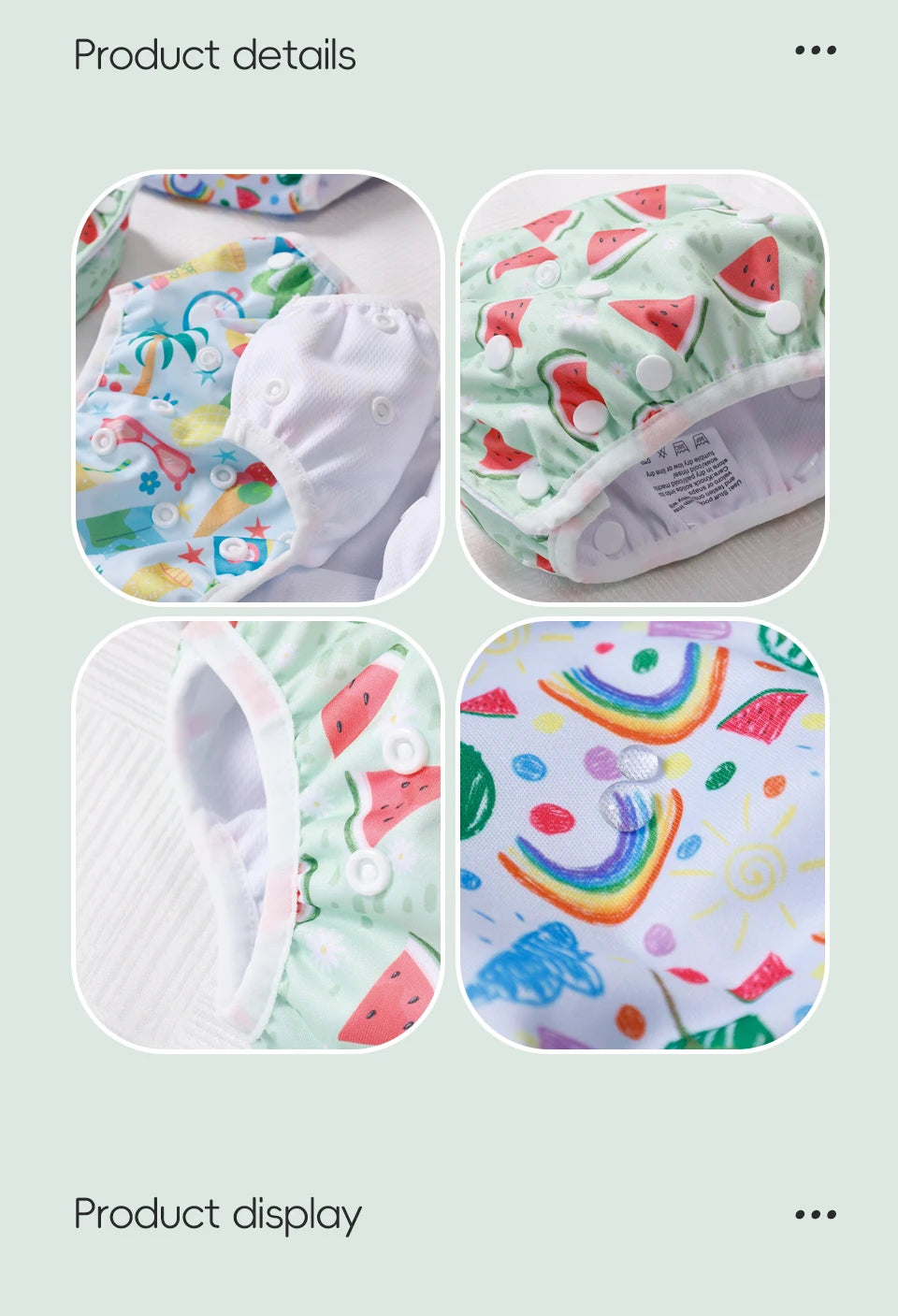 HappyFlute 3-Piece Mesh Cloth Inner Fabric Baby Swimming Diaper Reusable Adjustable 0-3 Years Summer Diaper