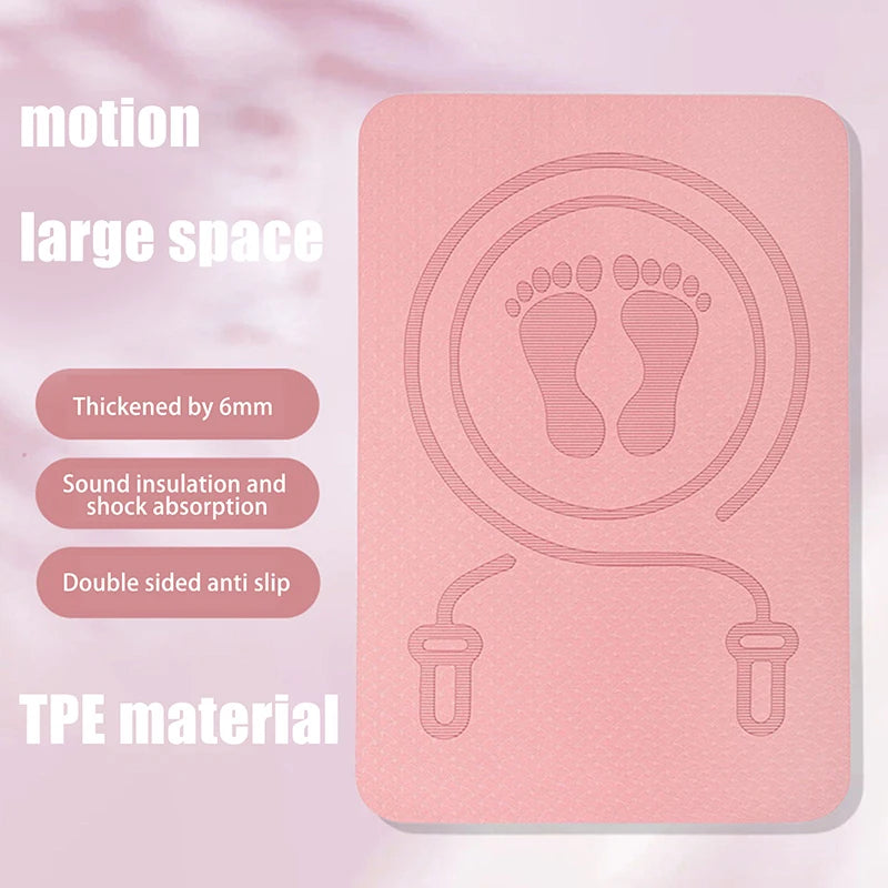 【S】6MM Skipping Rope Mat Anti-noise Jump Rope Mat Floor Mats Exercise Shock Absorption Yoga Mat TPE Skipping Mat Fitness