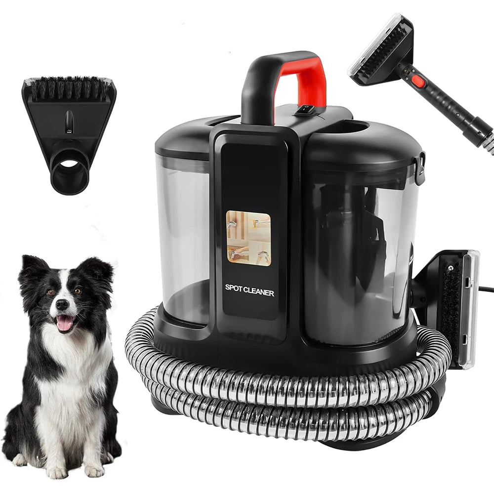 Tidesmit portable spot cleaner cleaning upholstery and car seats to remove tough pet stains from carpet and fabric