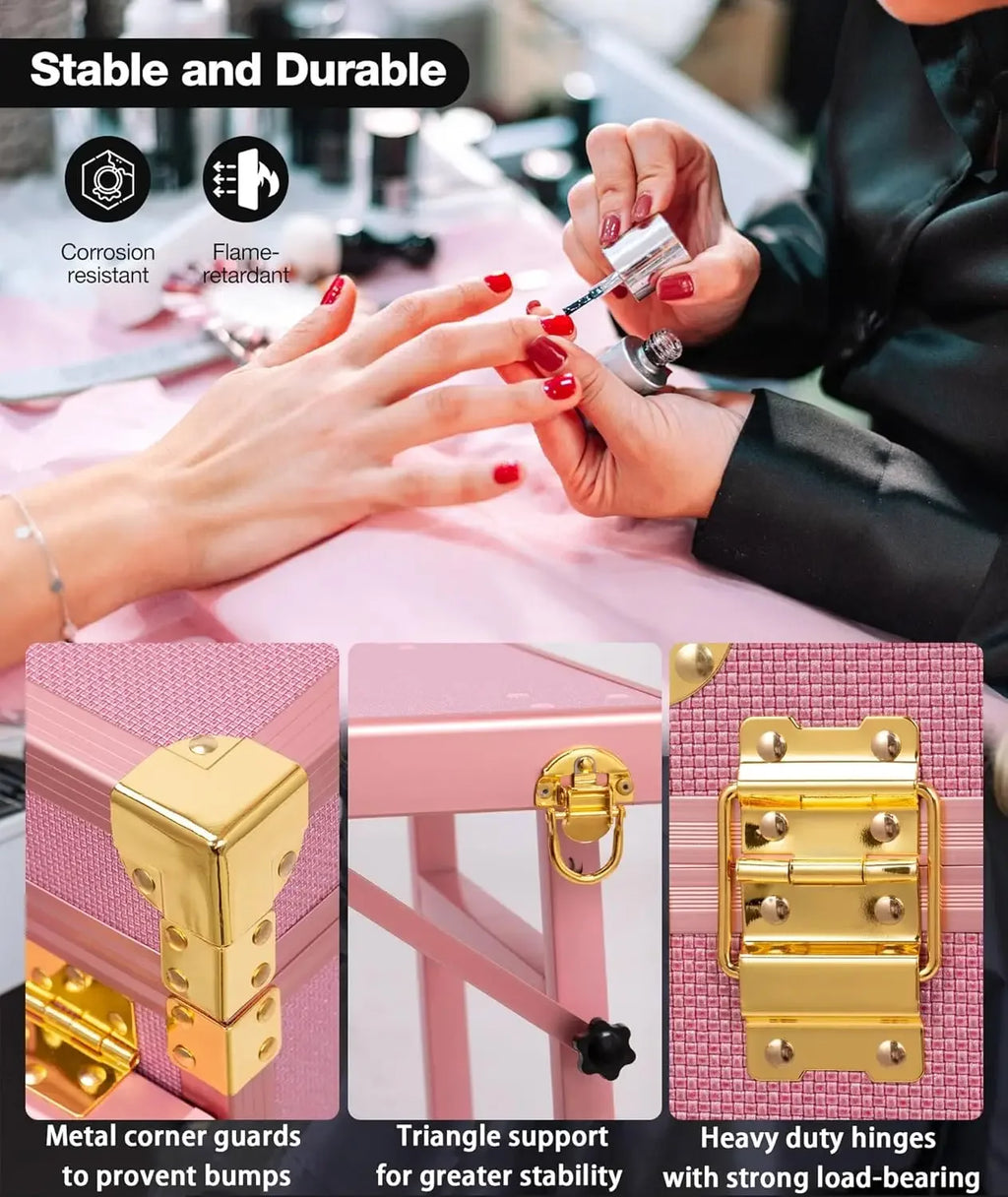 Rolling Manicure Table | Foldable Makeup Train Case - Tidesmit Massage Chairs Tidesmit
