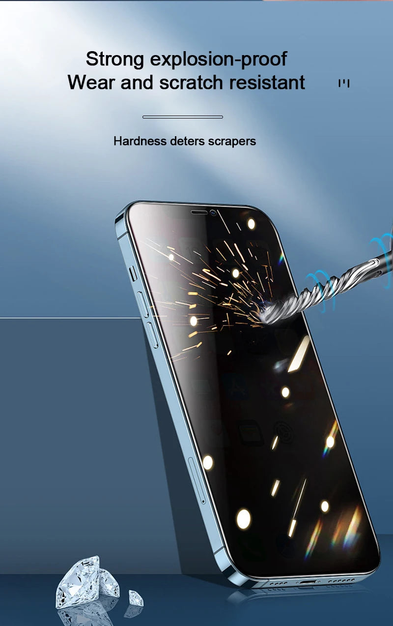 1-4Pcs Privacy Screen Protectors For iPhone 15 13 11 12 14 Pro Max Mini 7 8 Plus Anti-spy Tempered Glass For iphone X XS Max XR AE Tidesmit