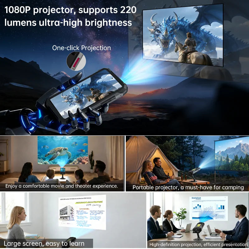 Unihertz TANK X 8849 5G Smartphone 32+512GB Built-in 1080P 220 lumen Projector 50MP+64MP Camara Android 15 17600mah Battery NFC