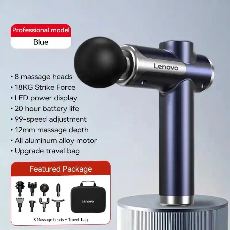 Deep Tissue Massage Gun - 8 Heads Electric Muscle Relief Device Body Shaping Massage Equipment Blue-bag Tidesmit