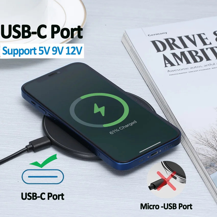 60W Fast Wireless Charger Dock | Qi Certified & MagSafe Compatible Tidesmit