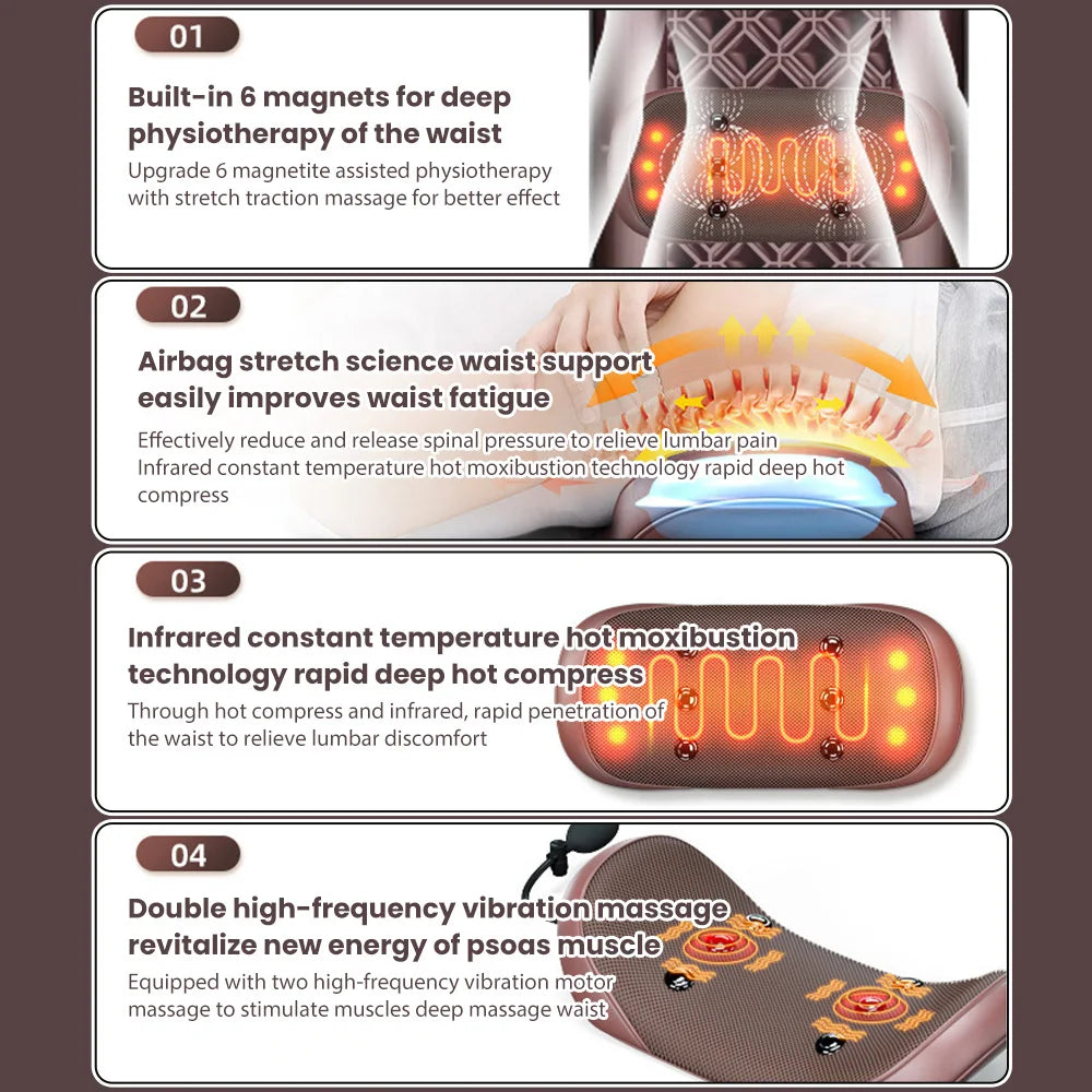 Electric Massager Full Body Heat Therapy Mattress - Tidesmit Back Massage Instrument Tidesmit