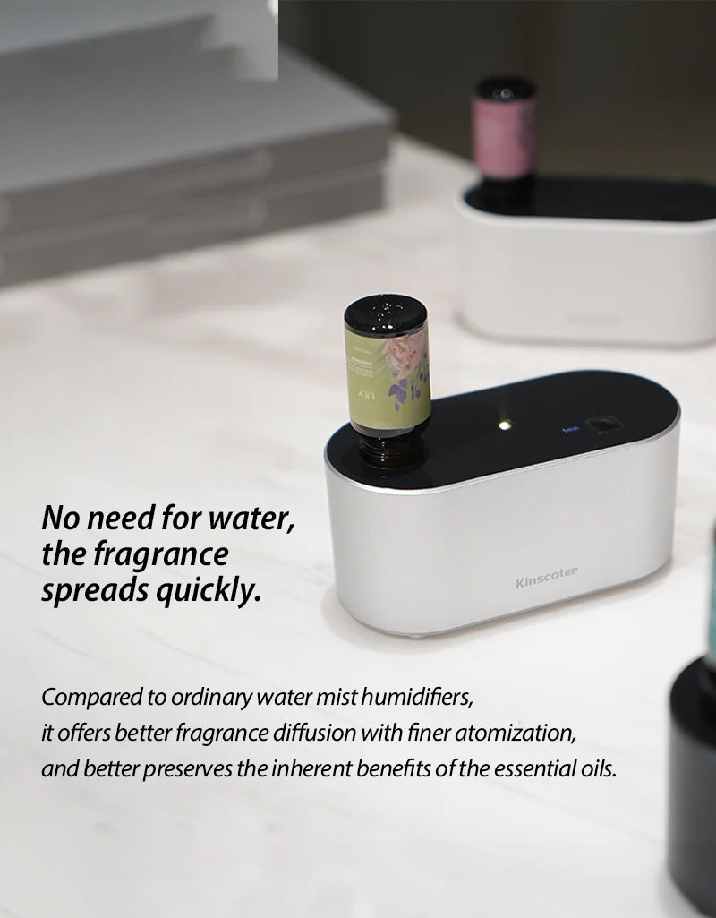 KINSCOTER Portable Waterless Aroma Diffuser Essential Oil Nebulizing Diffusion Machine for 10ml 20ml Oil Bottles with Bag