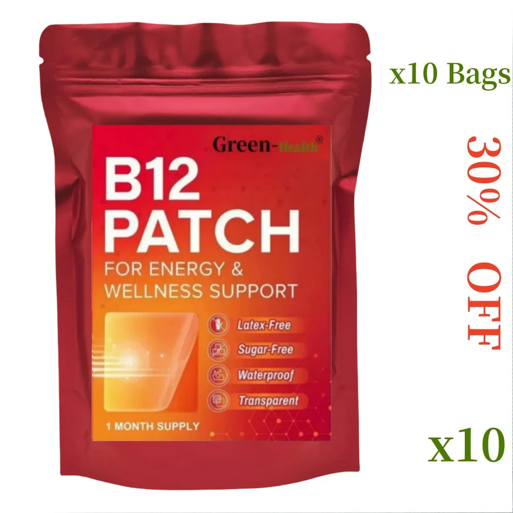 Tidesmit Natural Vitamin B12 Transdermal Patch 30 Count for Energy & Wellness, 1 Month Supply Self-Adhesive Supplement.