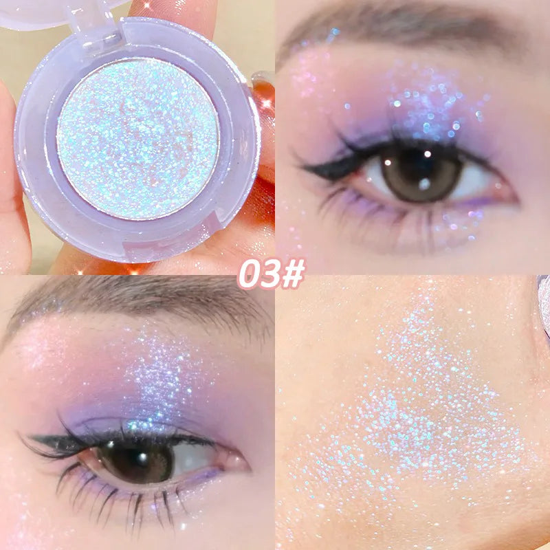 Tidesmit monochrome glitter eyeshadow swatch showing shimmering diamond face makeup texture and waterproof finish