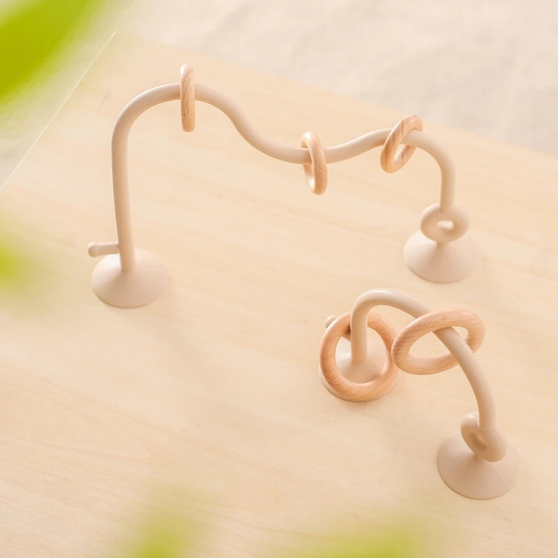 Baby Teether Toy Silicone Educational 0 12 Months Toy Montessori Silicone Teething Toys Wooden Ring Silicone Teether Accessories