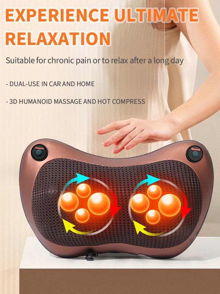 Electric Cervical Neck Massager with Heat Therapy & Spine Support Massage Cushion Tidesmit