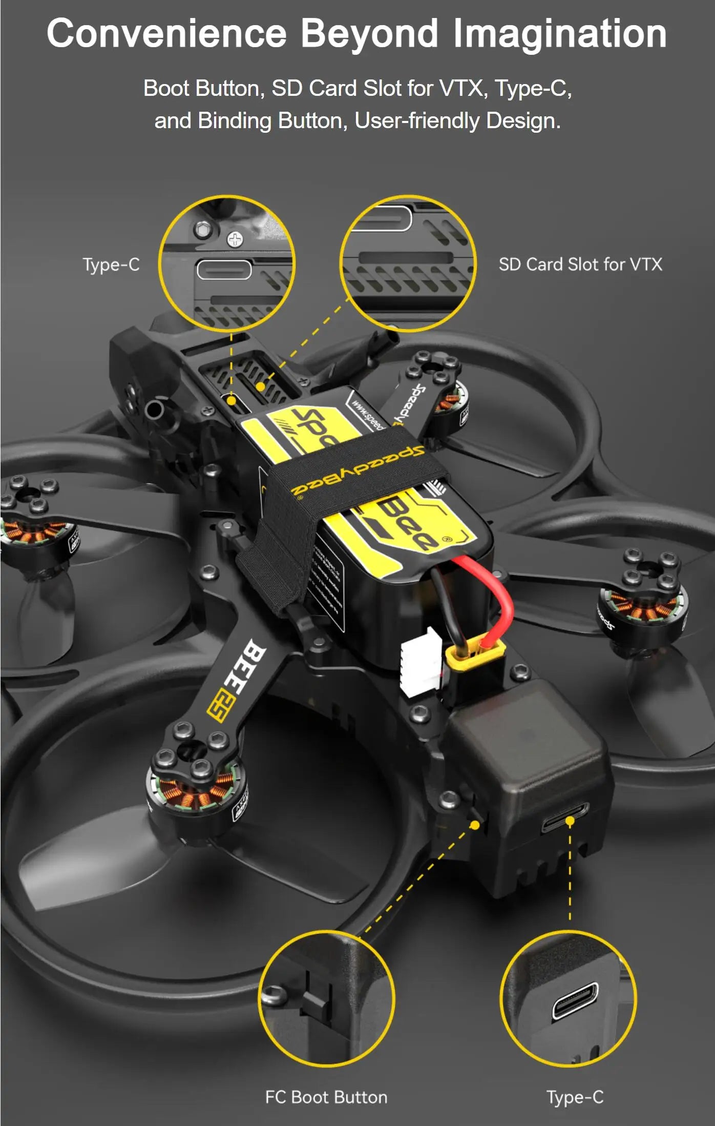SpeedyBee Bee25 Cinewhoop 2.5 Inch FPV Drone - DJI O3 Air Unit Compatible Tidesmit