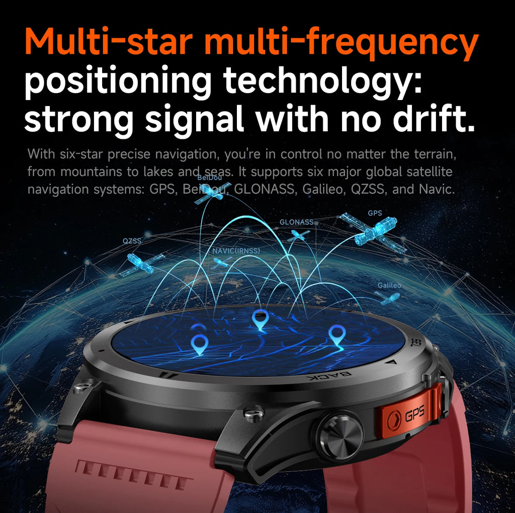 LIGE New Global Hiking Smart Watch 1.46''HD Screen 530mAh Battery GPS Path Track Outdoor Sport Fitness Waterproof Smartwatch Men