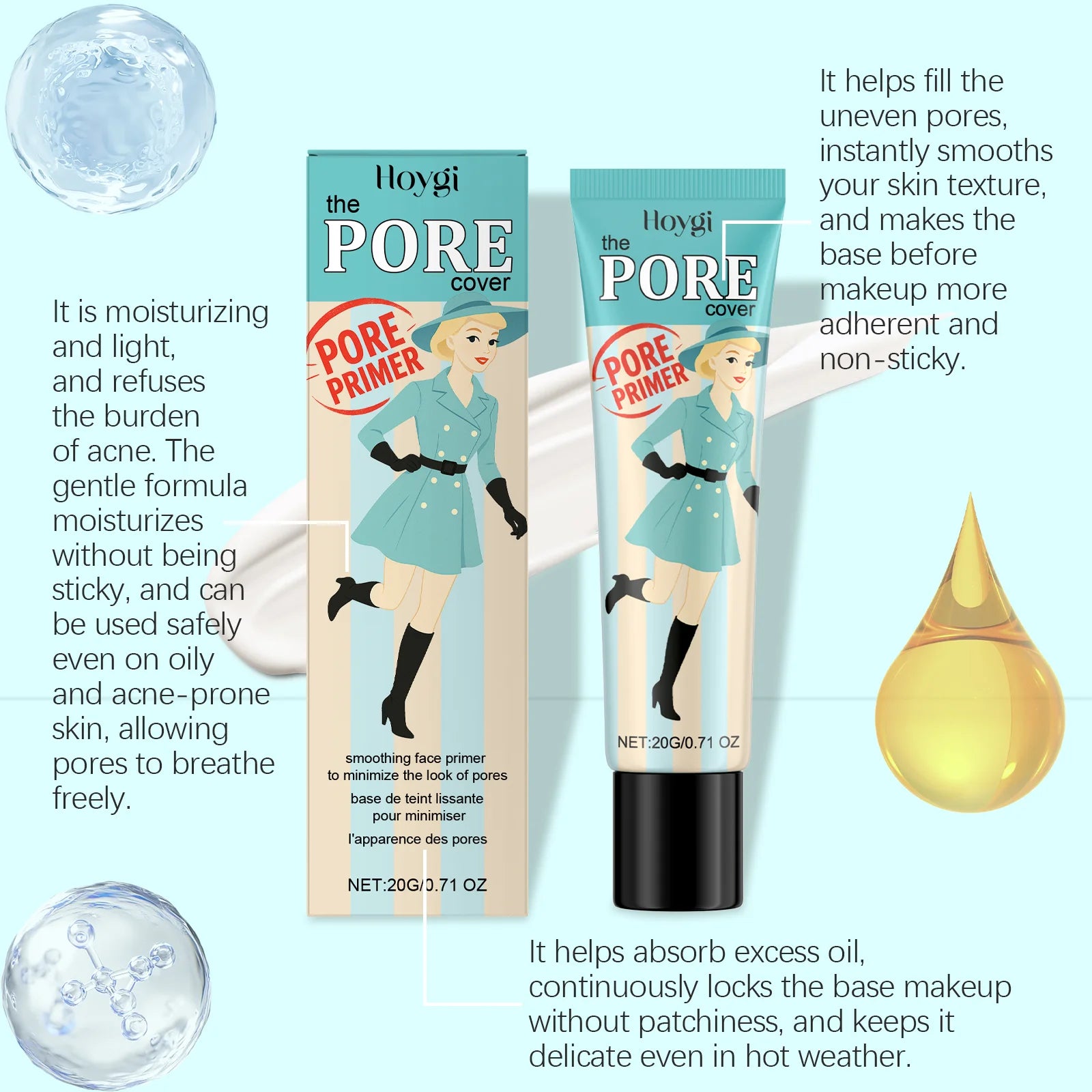 Tidesmit hydrating makeup primer texture close-up showing skin-brightening tinted moisturizer formula