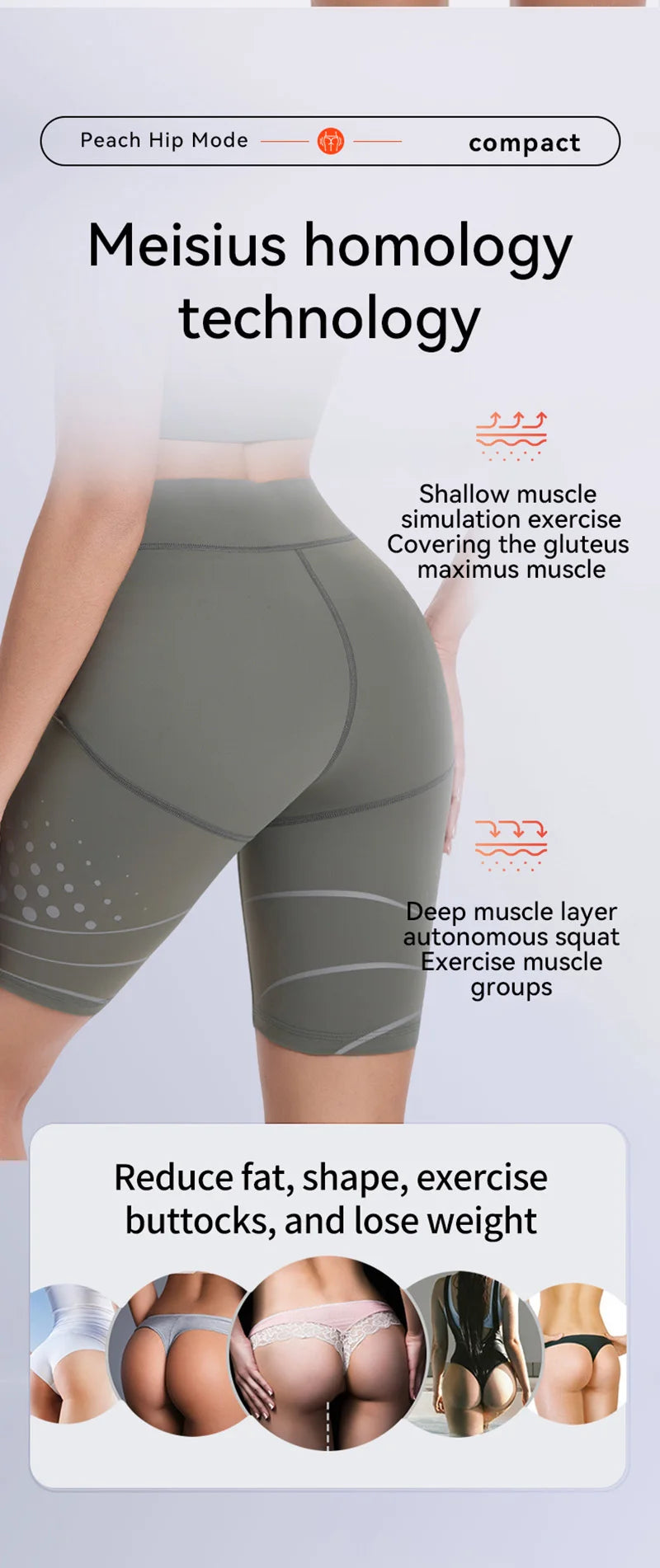 EMS Muscle Stimulator Hip Trainer - Gray Fitness Butt Lifter Relaxation Treatment Tidesmit