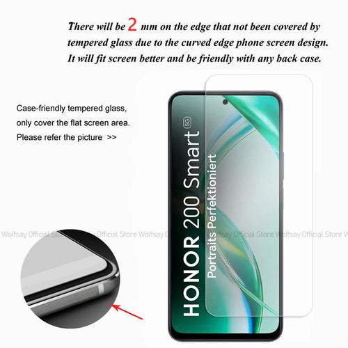 2/4PCS Screen Protector For Honor 200 Smart Tempered Glass Honor 200 Smart Full Glue Protector Phone Glass For Honor 200 Smart AE Tidesmit