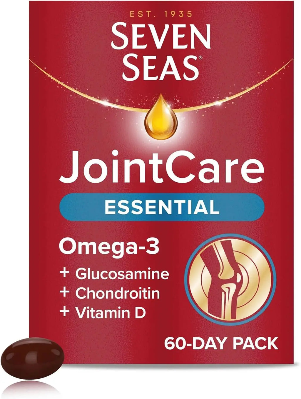 Seven Seas JointCare Essential: Omega-3, Glucosamine, Chondroitin, Vitamins C & D, Mn, Zn, 60-Day Food Supplements