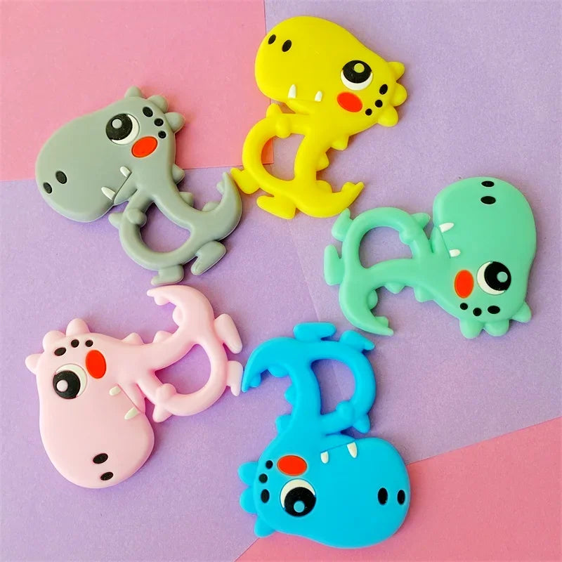1pcs Teether Animal Silicone Baby Teething Toy Rodent Food Grade BPA Free Cartoon Dinosaur Pendant Nursing Necklace
