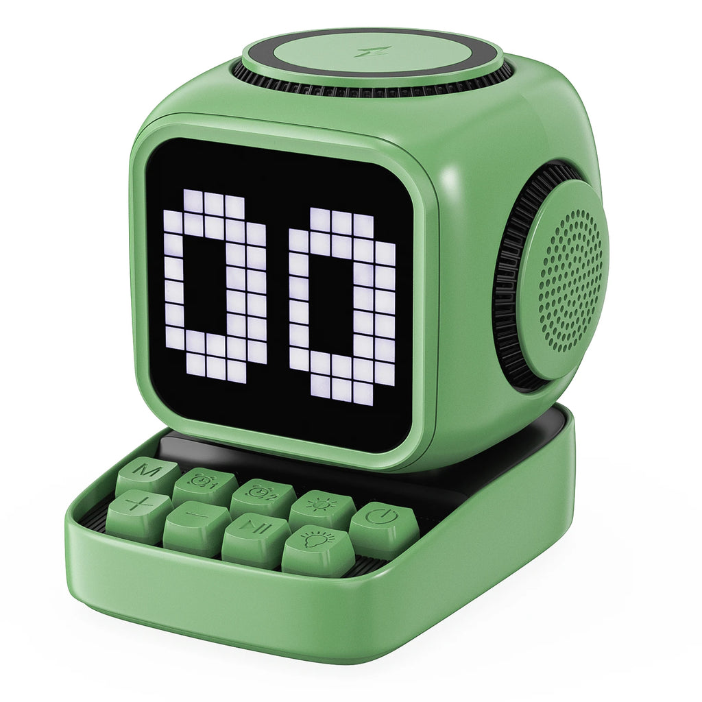 Portable Bluetooth Speaker with 15W Wireless Charger and LED Clock Tidesmit