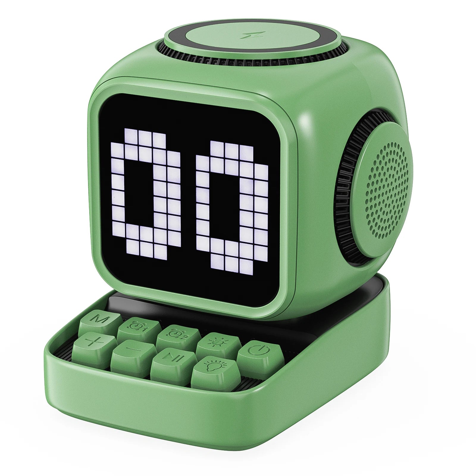 Portable Bluetooth Speaker with 15W Wireless Charger and LED Clock Tidesmit