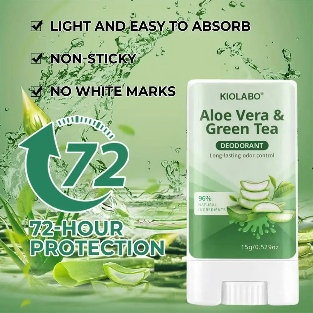 Tidesmit Aloe Vera and Green Tea deodorant stick for sweat odor reduction and travel-friendly hygiene.