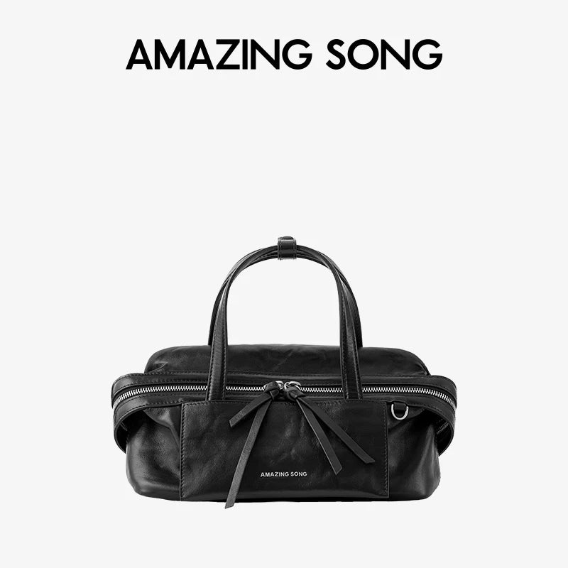 Amazing Song Original Design Cheese Roll Pillow Bag Small Top Grain Leather 2026 New Fashionable Women's bags