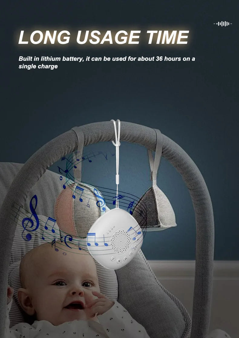 White Noise Machine Portable Baby Sleep Machine Soothing Sounds Sleep Therapy Sound Monitor Generator for Babies Adult Relax