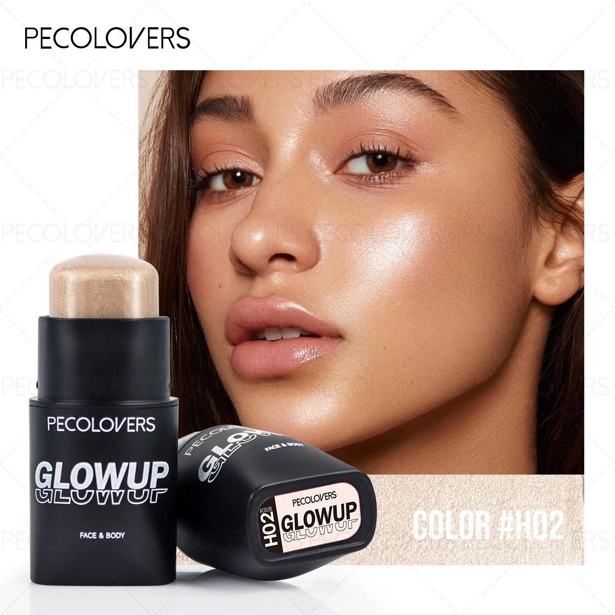 Tidesmit pearlescent natural facial highlighter for face and body showing glowing texture detail