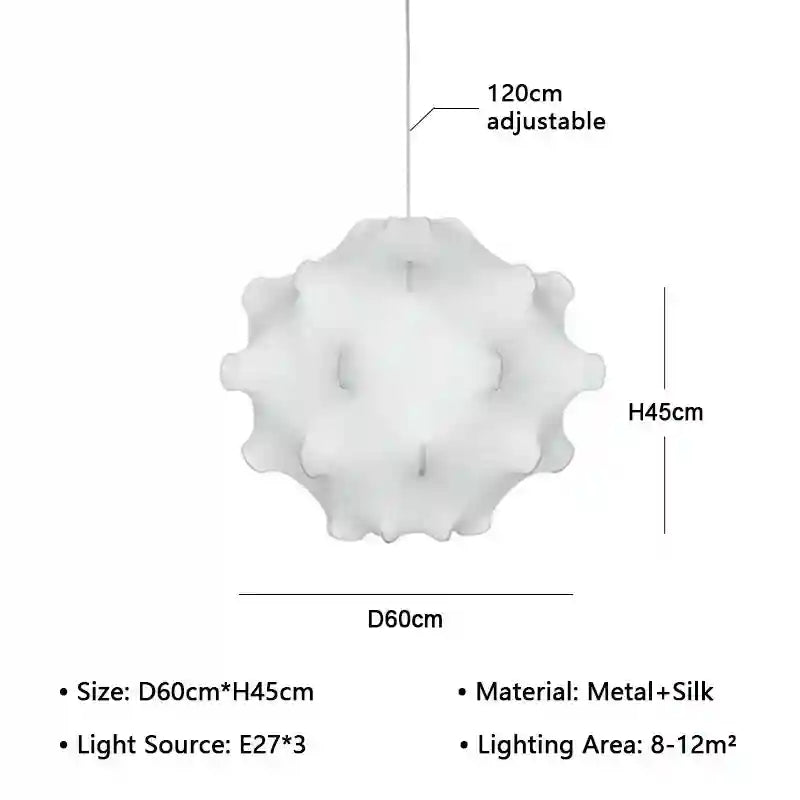 Wabi Sabi Silk Pendant Light | Handmade Aesthetic Chandelier 50-68cm D60cm Tidesmit