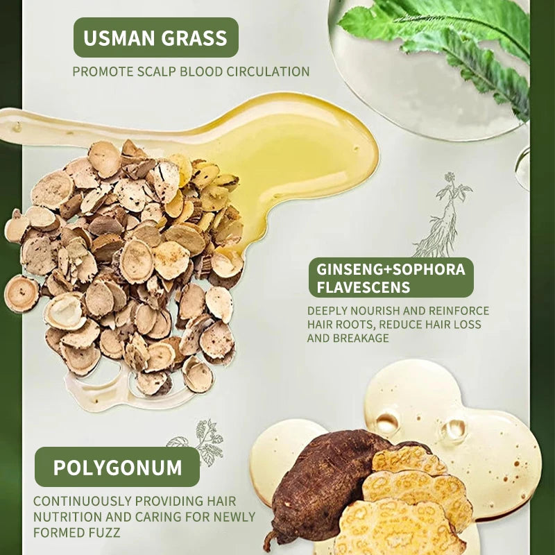Usman Grass Platycladus Herbal Shampoo Soap Natural Hair Loss Treat Strengthens Roots Controls Oil Cleanses Scalp Hair Growth
