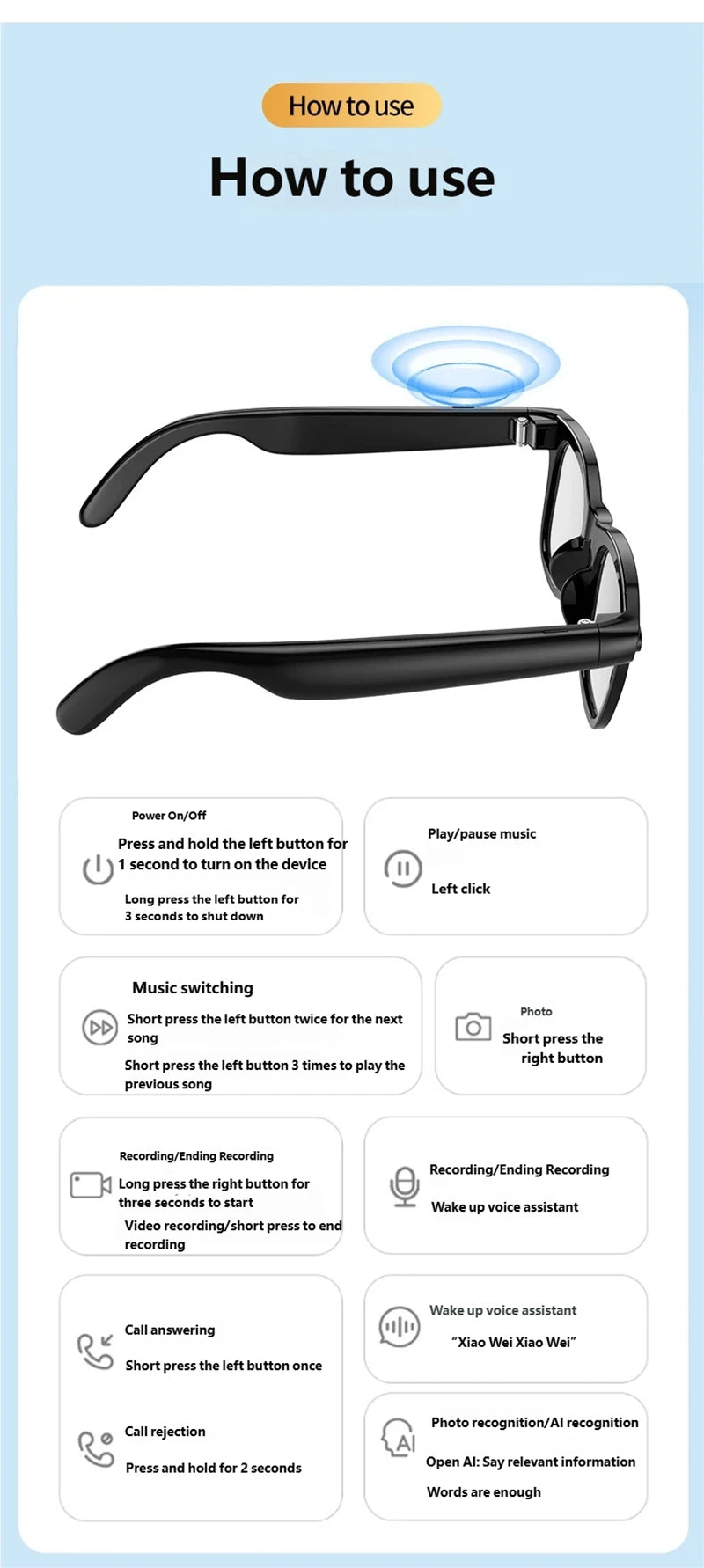 AI Smart Shooting Glasses | HD Voice Control Wide Angle Black Edition Tidesmit