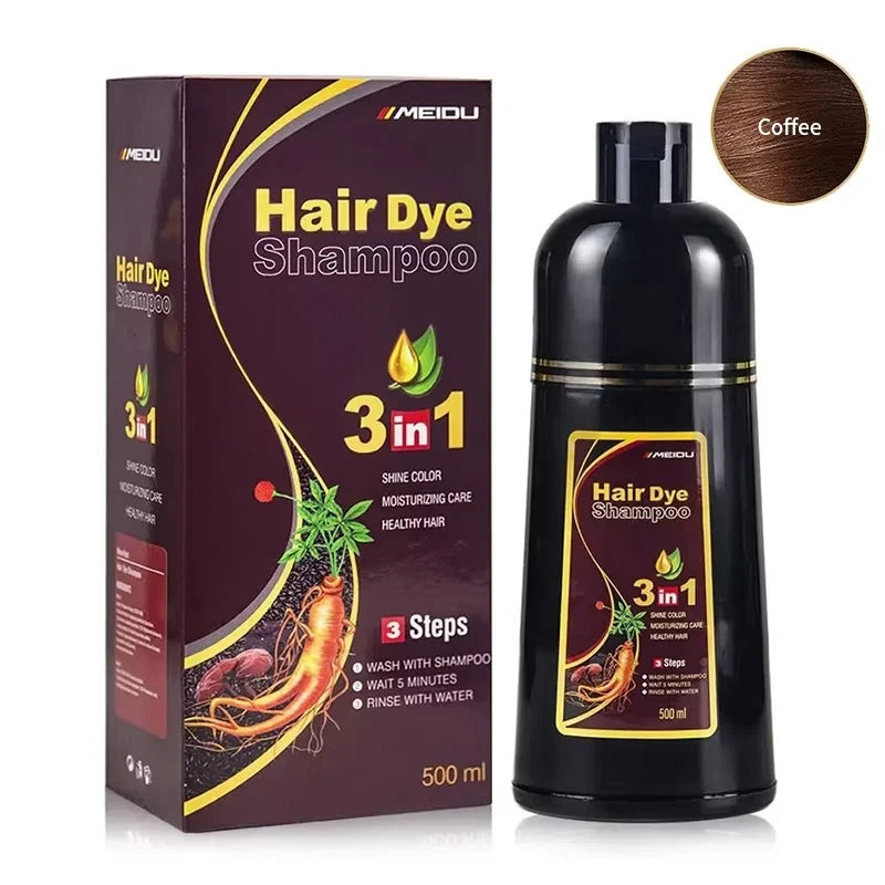 3-in-1 Black Hair Dye Shampoo Instant Hair Color Shampoo For Gray Hair Coverage Natural Herbal Permanent Hair Dye For Men Women