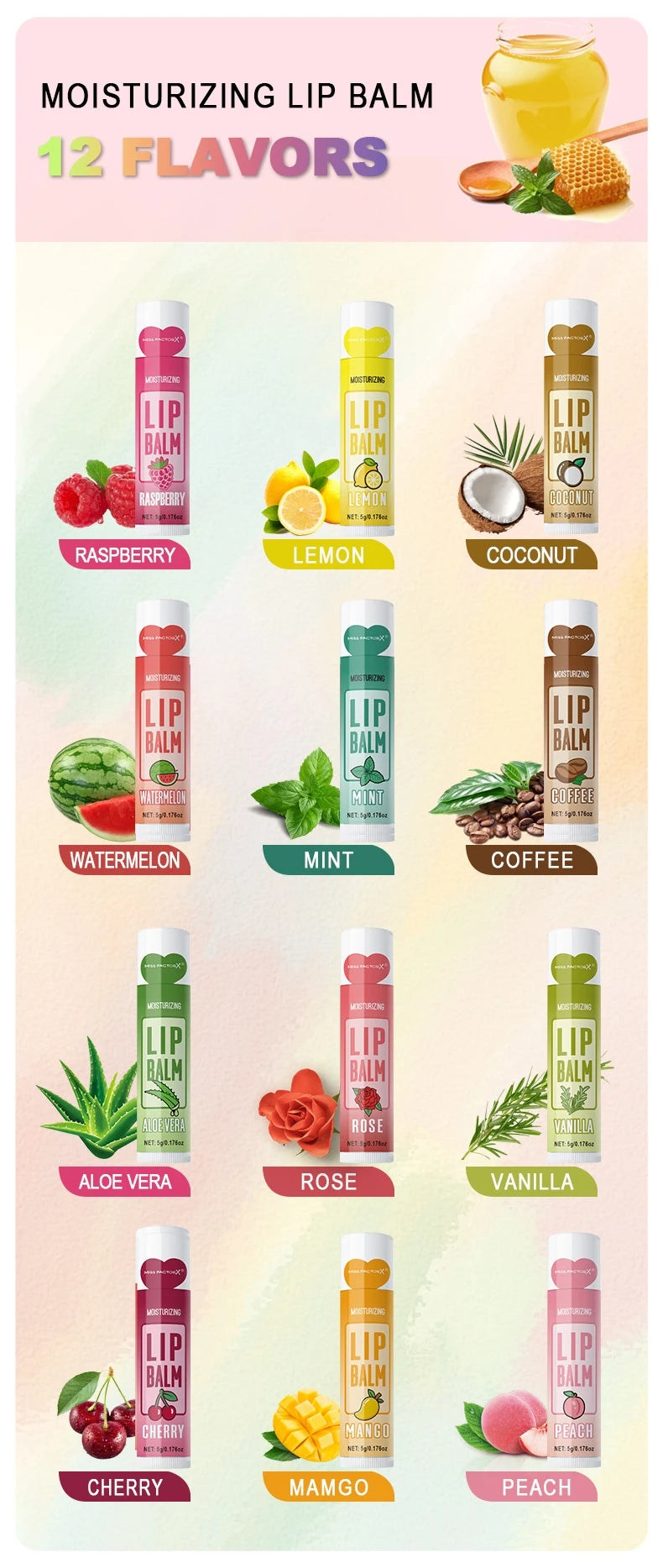 60-Piece Moisturizing Lip Balm Set - Hydrating Lip Care by Tidesmit Lip Care Tidesmit
