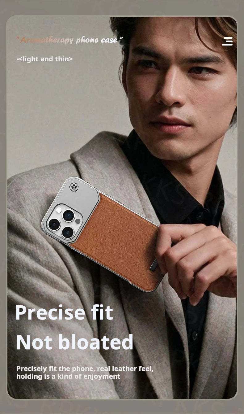 iPhone 15 Leather Aromatherapy Case with Magnetic MagSafe Protection Tidesmit