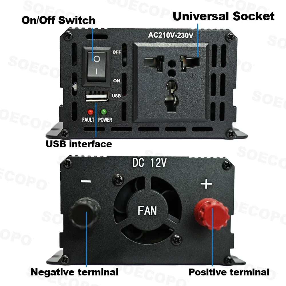 SOECOPO 7000W Peak Solar System Kit 2x800W Panels 100A Controller DC 12V To AC 110V 220V Inverter Generator for Home Camping