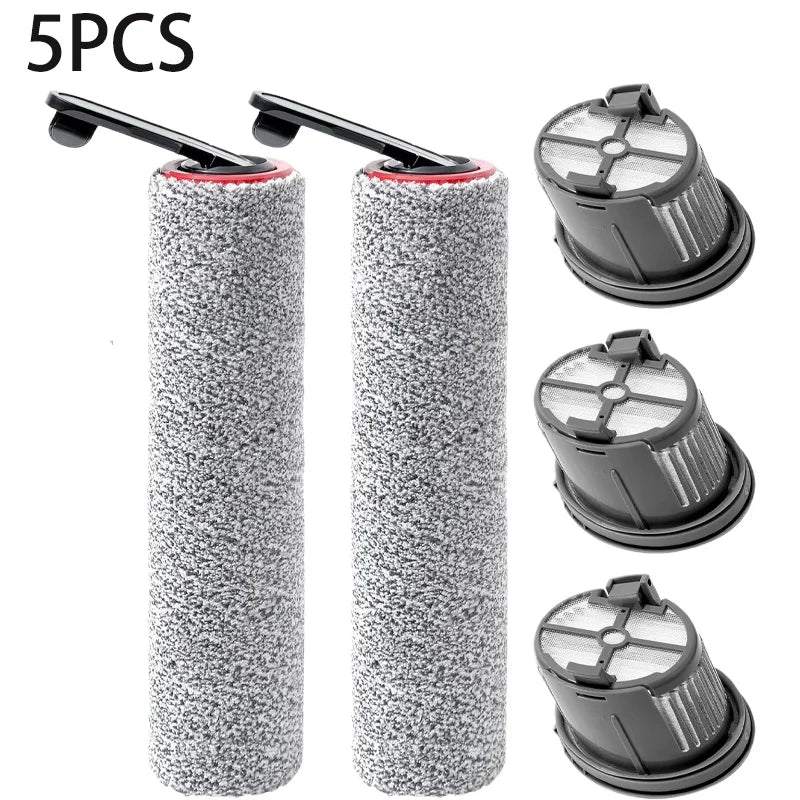 5-pack HEPA filter replacements with two gray foam cylinders and three black plastic housings