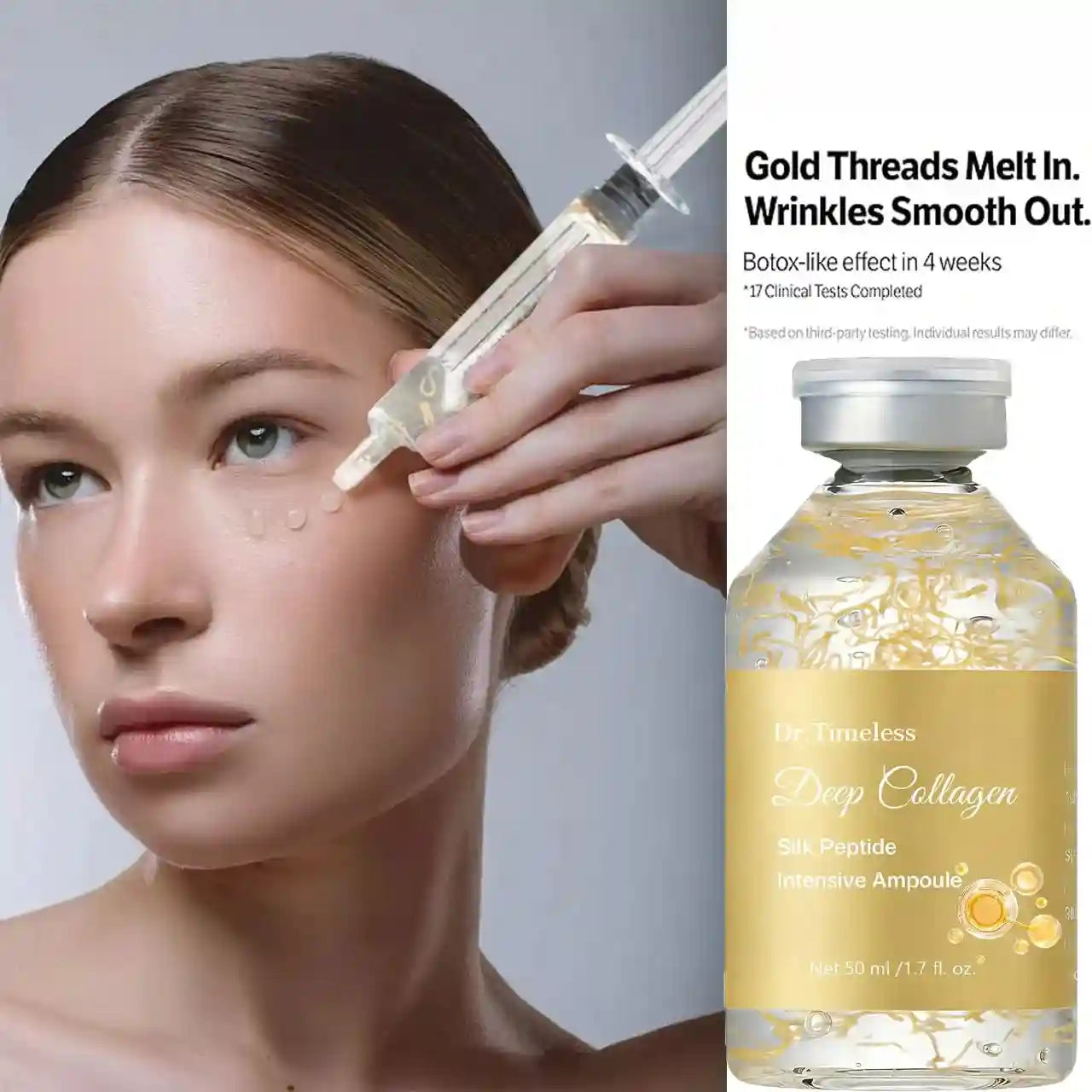 Tidesmit Silk Peptide Ampoule texture close-up for intensive anti-aging skin tightening and firming