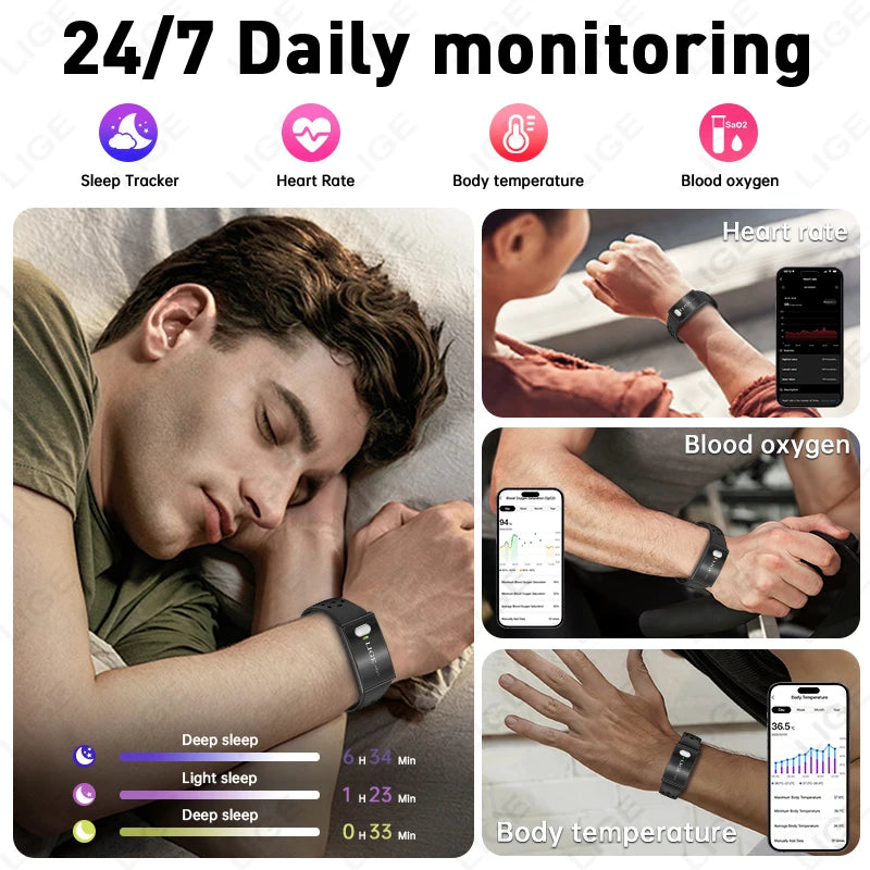 ECG Health Smart Bracelet 2026 New HRV Monitor Fitness Tracker Wristband Sport Band Waterproof No Screen Smartwatch Women Men