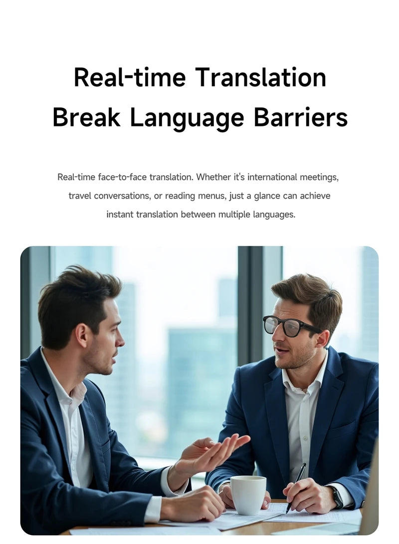 AI Smart Glasses with Bluetooth Calling & Real-Time Translation - Black Tidesmit