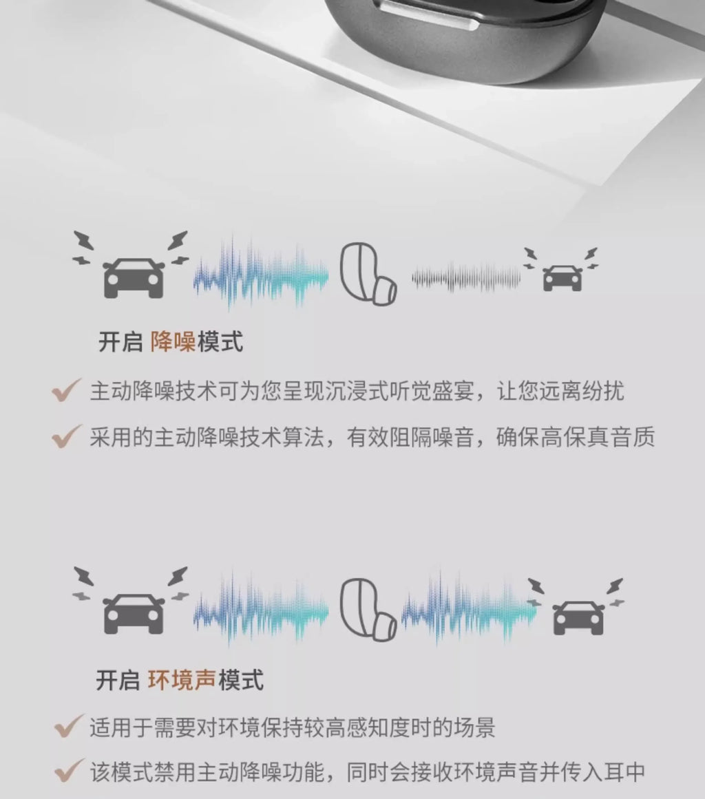 Tidesmit Hi-Fi Wireless Noise Cancelling Earbuds - Black & Gray Edition Tidesmit